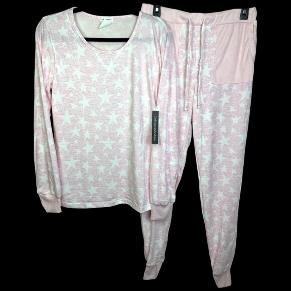 L, XL - CATHERINE MALANDRINO - Pink Star Pajamas Lounge Sleep Set NEW $69 msrp - Picture 3 of 6